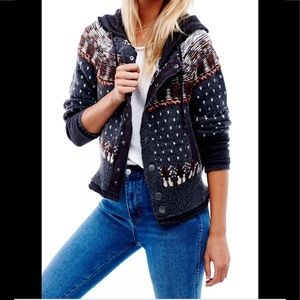Free People On My Way Sweater Boho Hoody Sz M